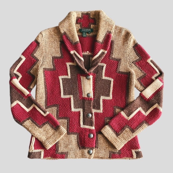 Ralph Lauren Sweaters - RALPH LAUREN Southwestern Concho Button Vintage Knit Cardigan Size M